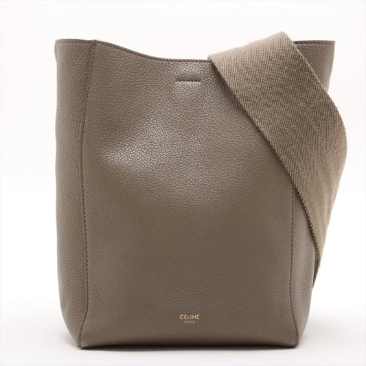 Celine Sangle Leather Small Bucket Shoulder Bag Beige