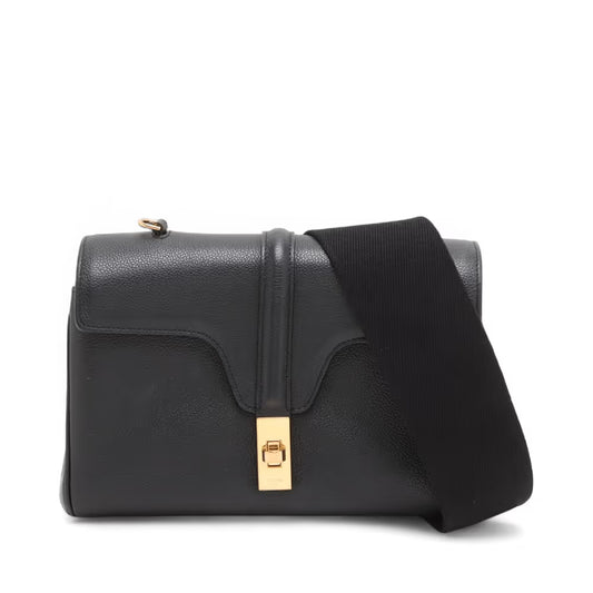 Celine 16 Small Leather Shoulder Bag Black