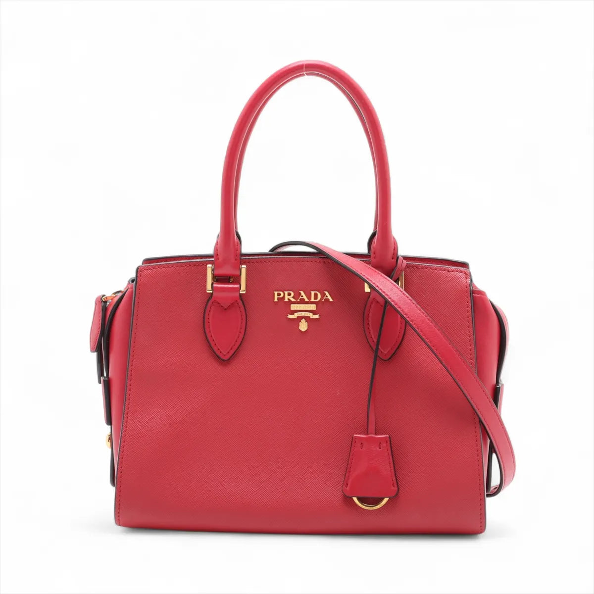 Prada Saffiano Leather Two-Way Handbag Red