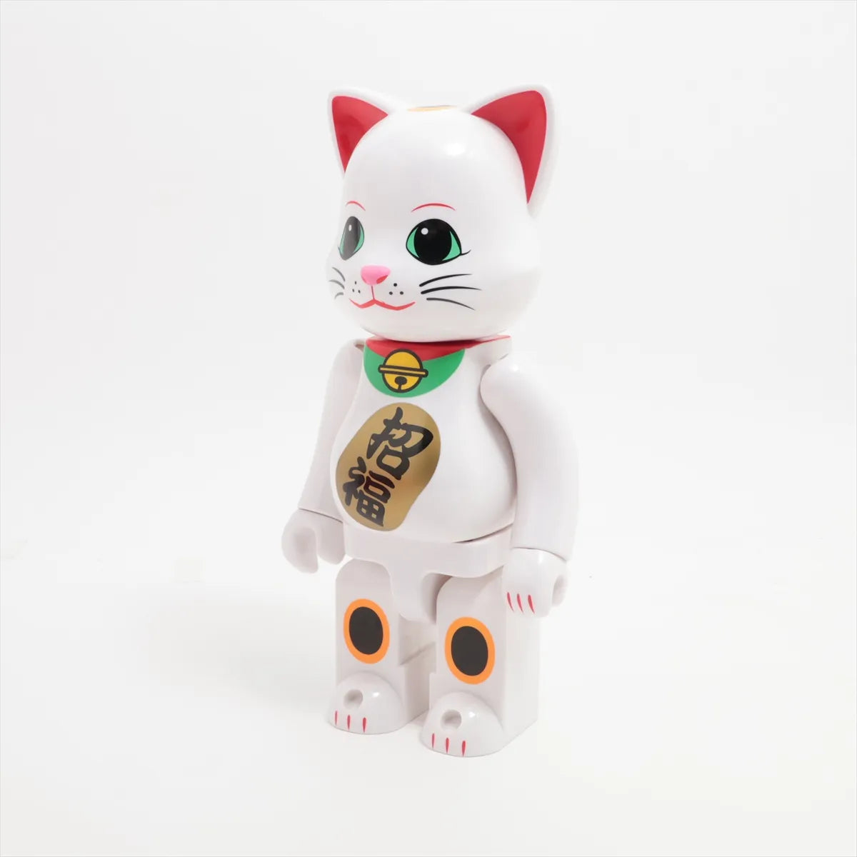 BearBrick Figurine 400% Plastic Maneki-neko Meow Brick White