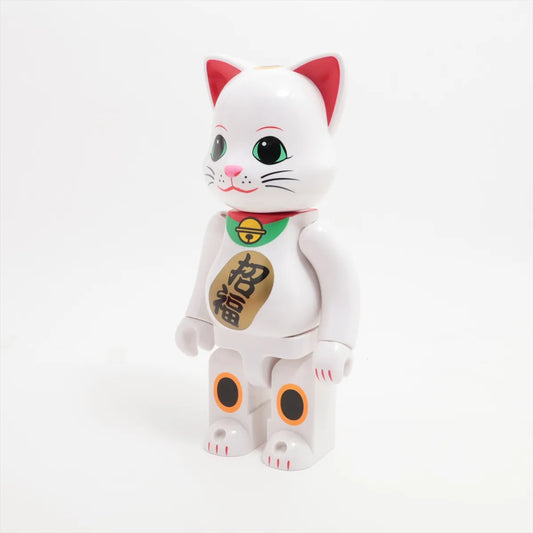 BearBrick Figurine 400% Plastic Maneki-neko Meow Brick White