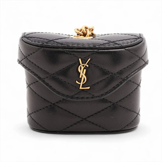 Saint Laurent Paris YSL Logo Leather Pouch Black