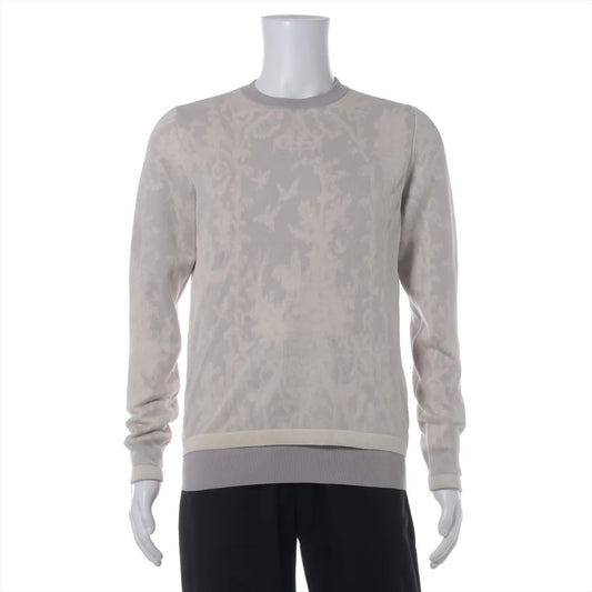 Dior Silk Wool Knit Sweater Ivory x Gray