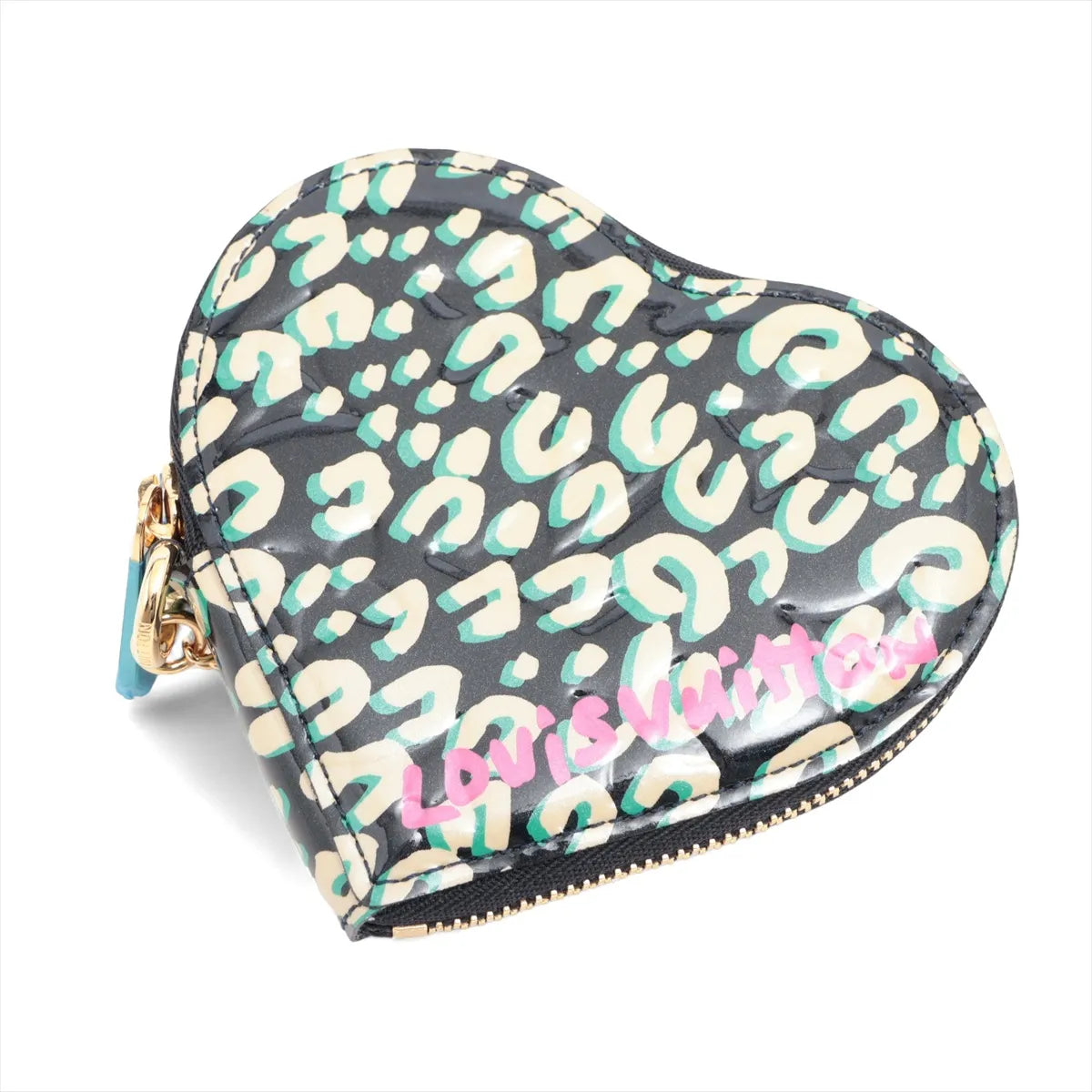 Louis Vuitton Vernis Leopard Heart Coin Purse Black