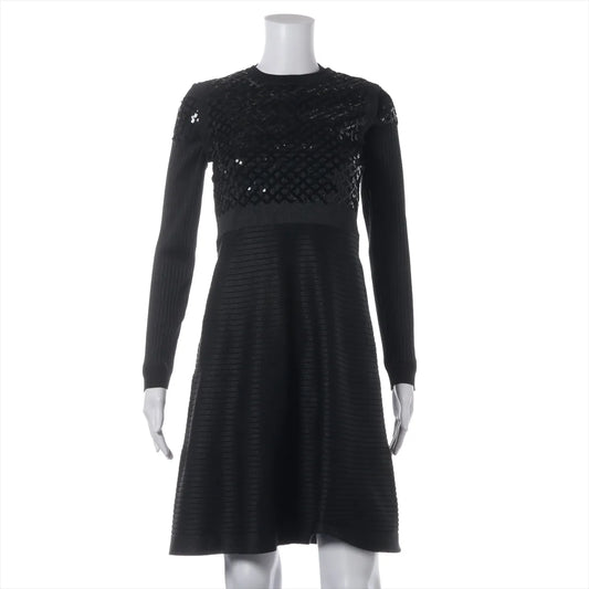 Louis Vuitton Sequins Polyester Long Sleeve Dress Black