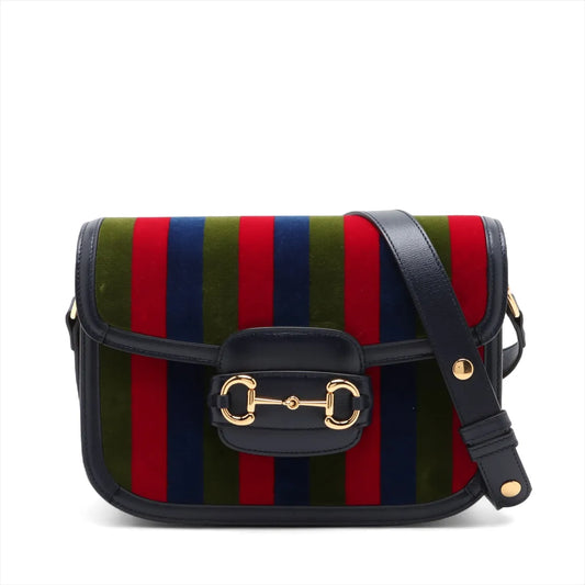 Gucci Horsebit 1955 Baiadera Velour Shoulder Bag Multicolor