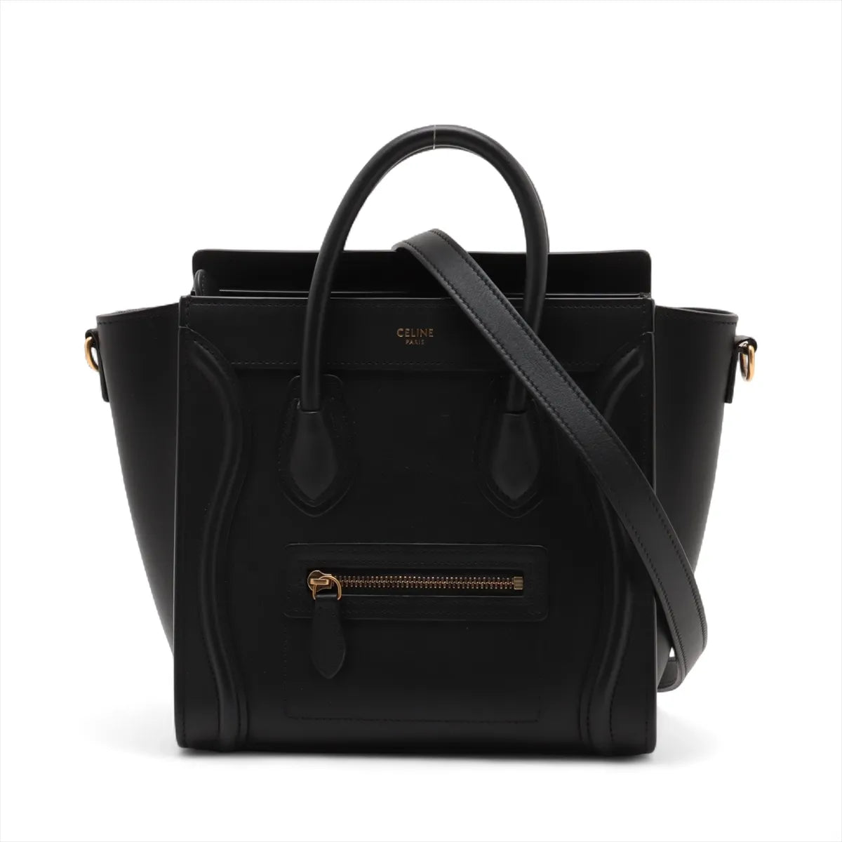 Celine Luggage Nano Shopper Leather Two-Way Handbag Black