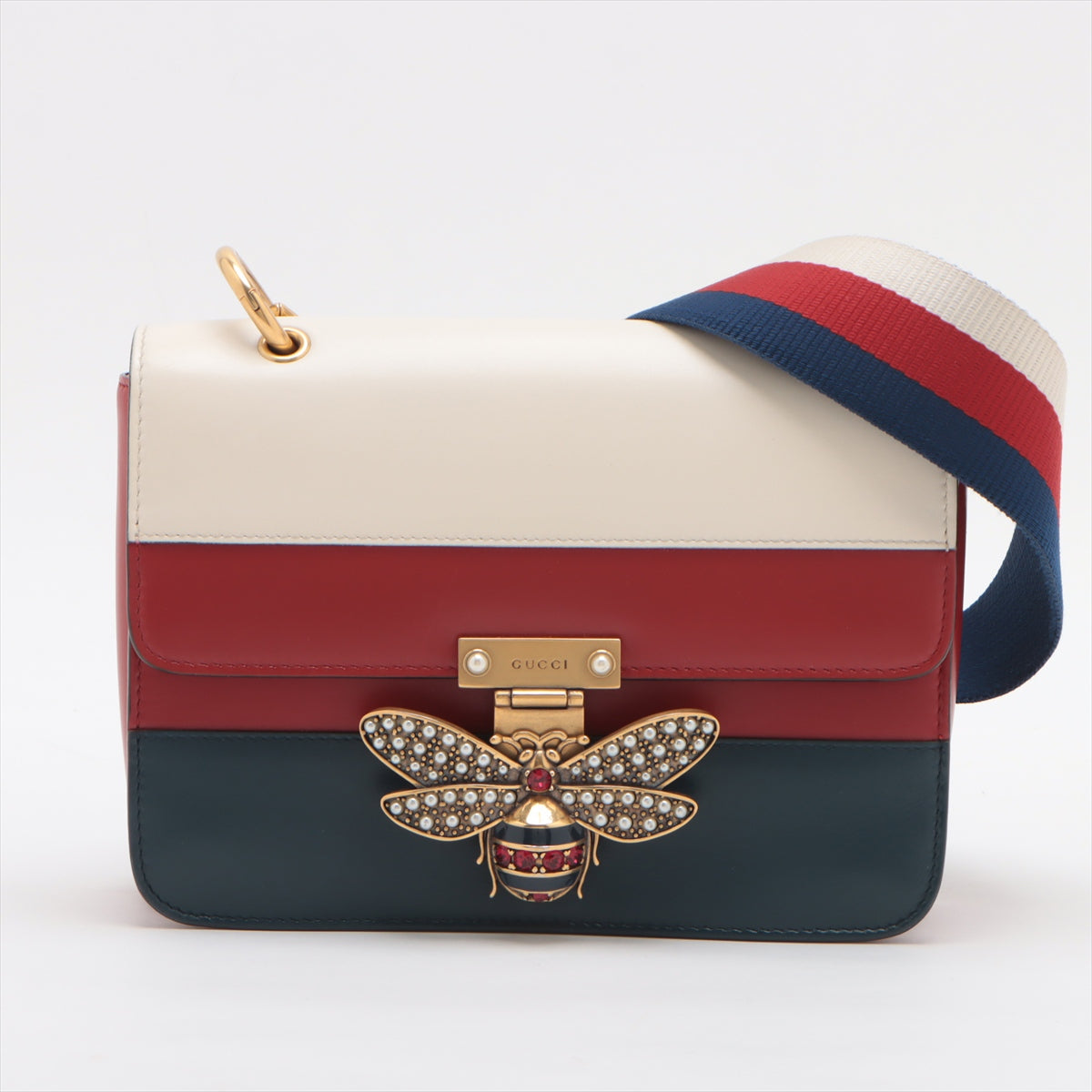 Gucci Queen Margaret Leather Shoulder Bag Tricolor