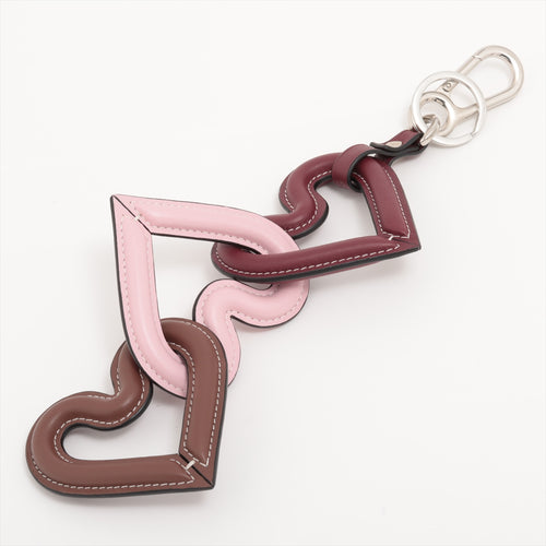 Best Loewe Hearts Leather Bag Charm Brown Pink