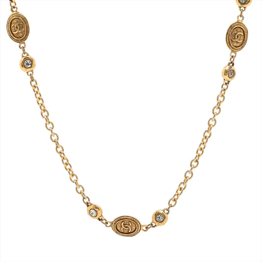 Chanel CC Logo Rhinestone Long Necklaces