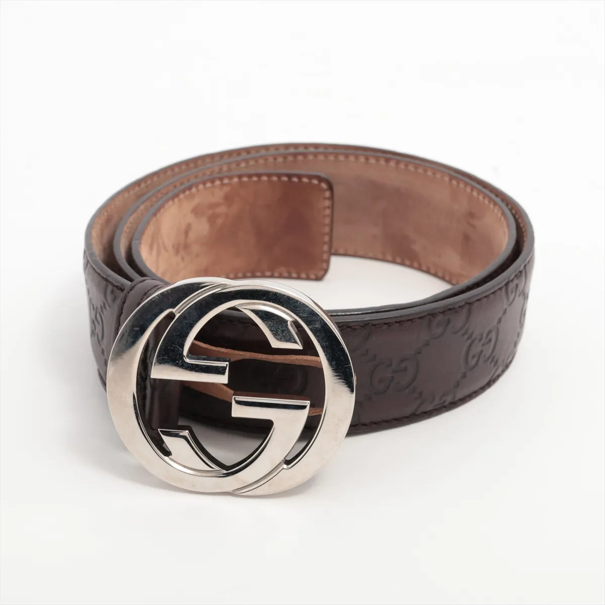 Gucci Interlocking GG Leather Belt Brown