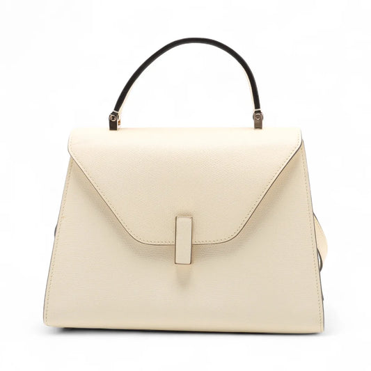 Valextra Medium Iside Leather Two-Way Handbag Beige