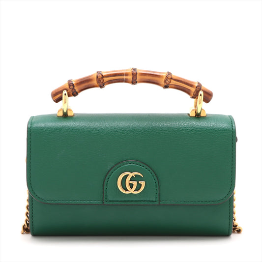 Gucci Bamboo Diana Flap Two-Way Handbag Green