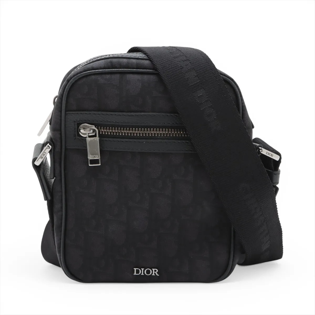 Dior Oblique Nylon Leather Shoulder Bag Black