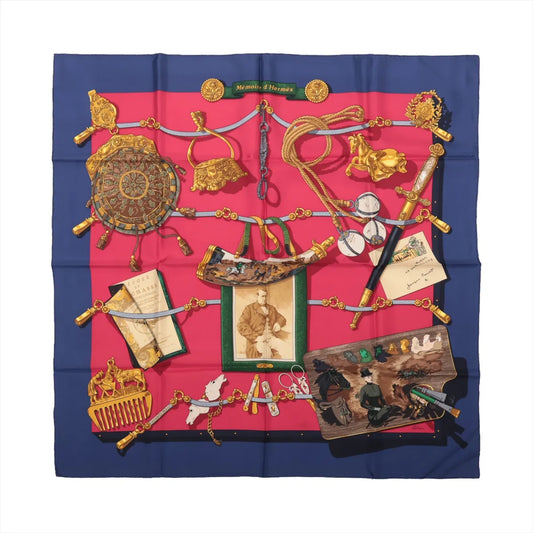 Hermès Carré 90 Memoire d'Hermes Silk Scarf Blue x Hot Pink