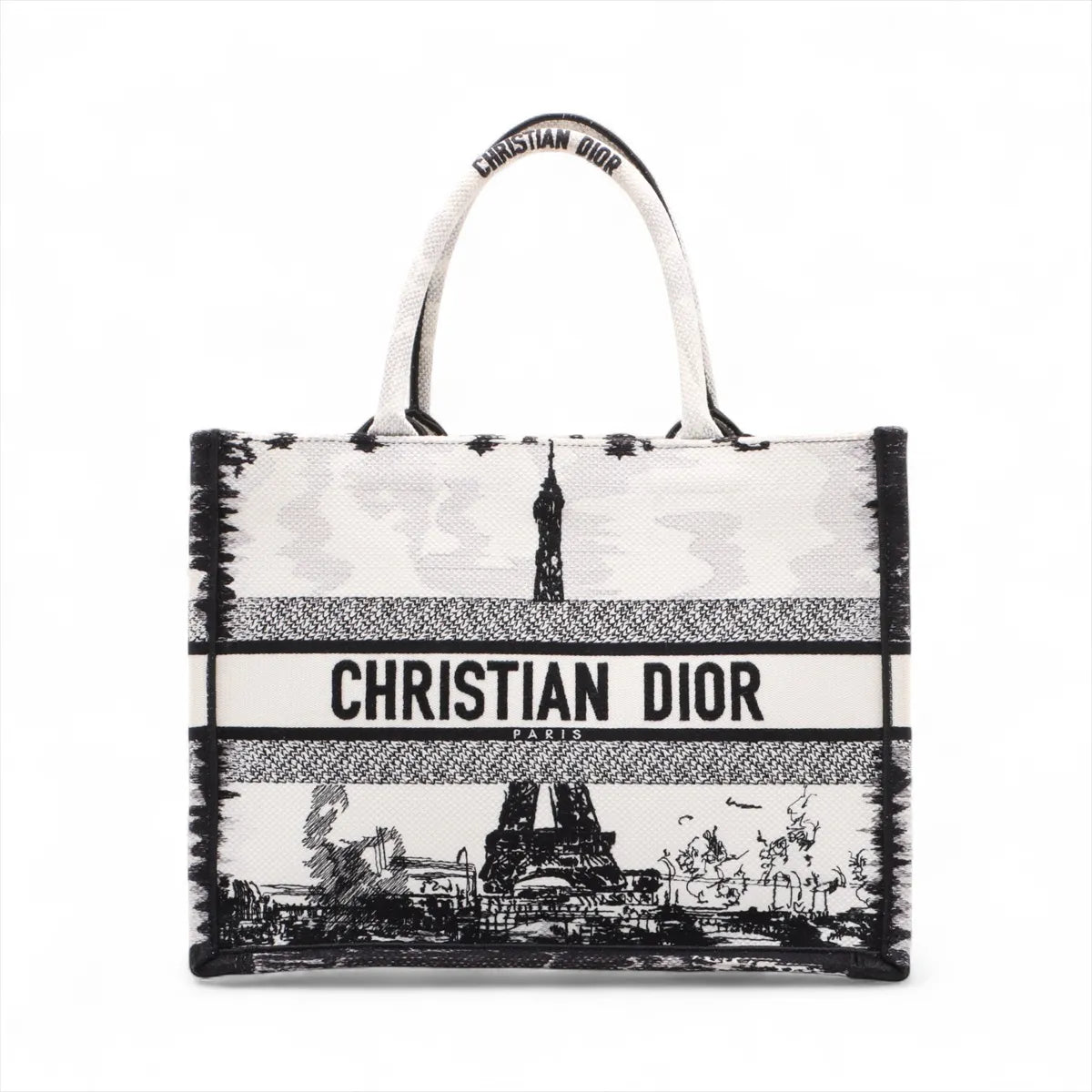Christian Dior Paris Book Tote Medium Bag White x Black