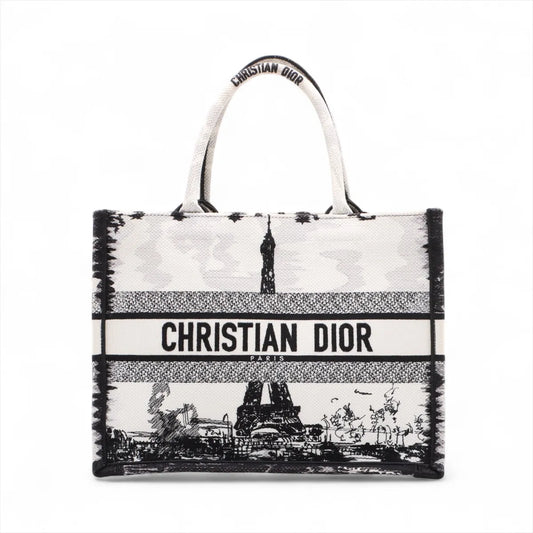 Christian Dior Paris Book Tote Medium Bag White x Black