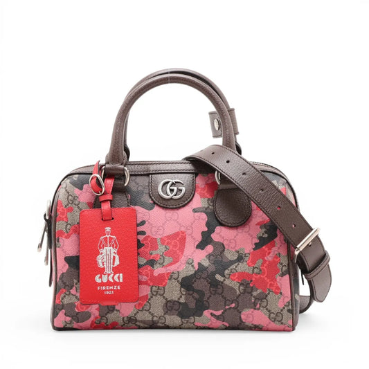 Gucci GG Camouflage Leather Two-Way Shoulder Bag Brown