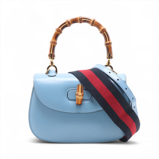 Gucci Bamboo 1947 Leather Two-Way Shoulder Bag Blue