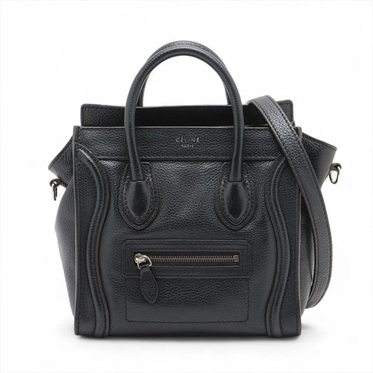 Celine Luggage Nano Shopper Leather Two-Way Handbag Black