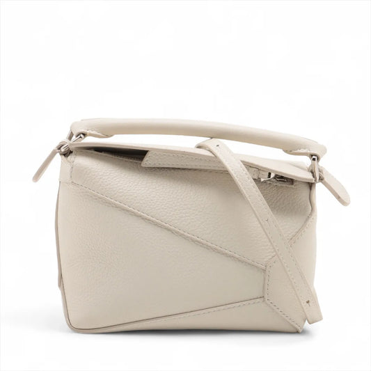 Loewe Mini Puzzle Leather Shoulder Bag White