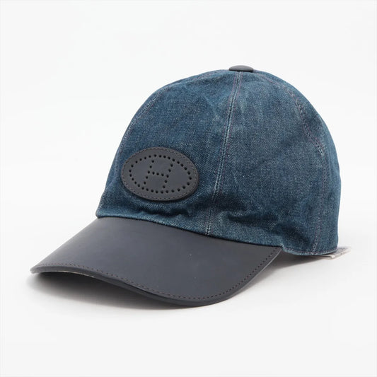 Hermès Evelyne Cotton Denim Cap Blue
