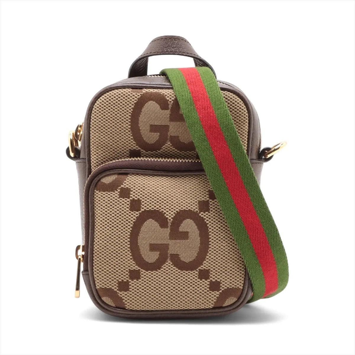 Gucci Jumbo GG Canvas Leather Shoulder Bag Beige