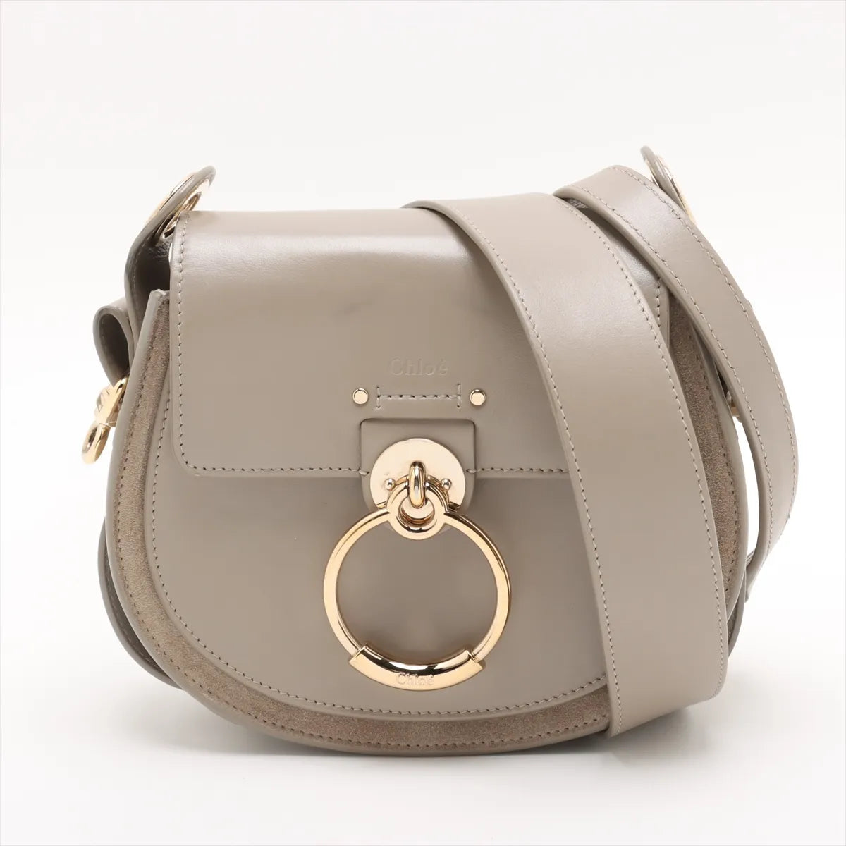 Chloe Tess Leather Two-Way Shoulder Bag Gray