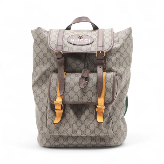 Gucci GG Supreme Cat Head Drawstring Backpack Ebony x Beige