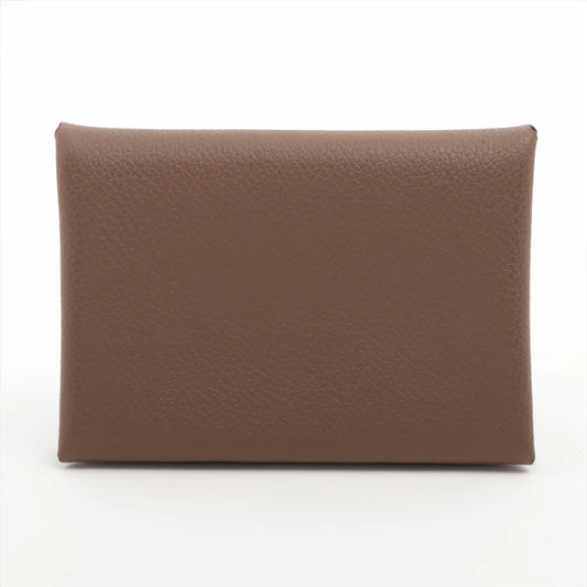 Hermès Calvi Duo Evercolor Card Holder Brown