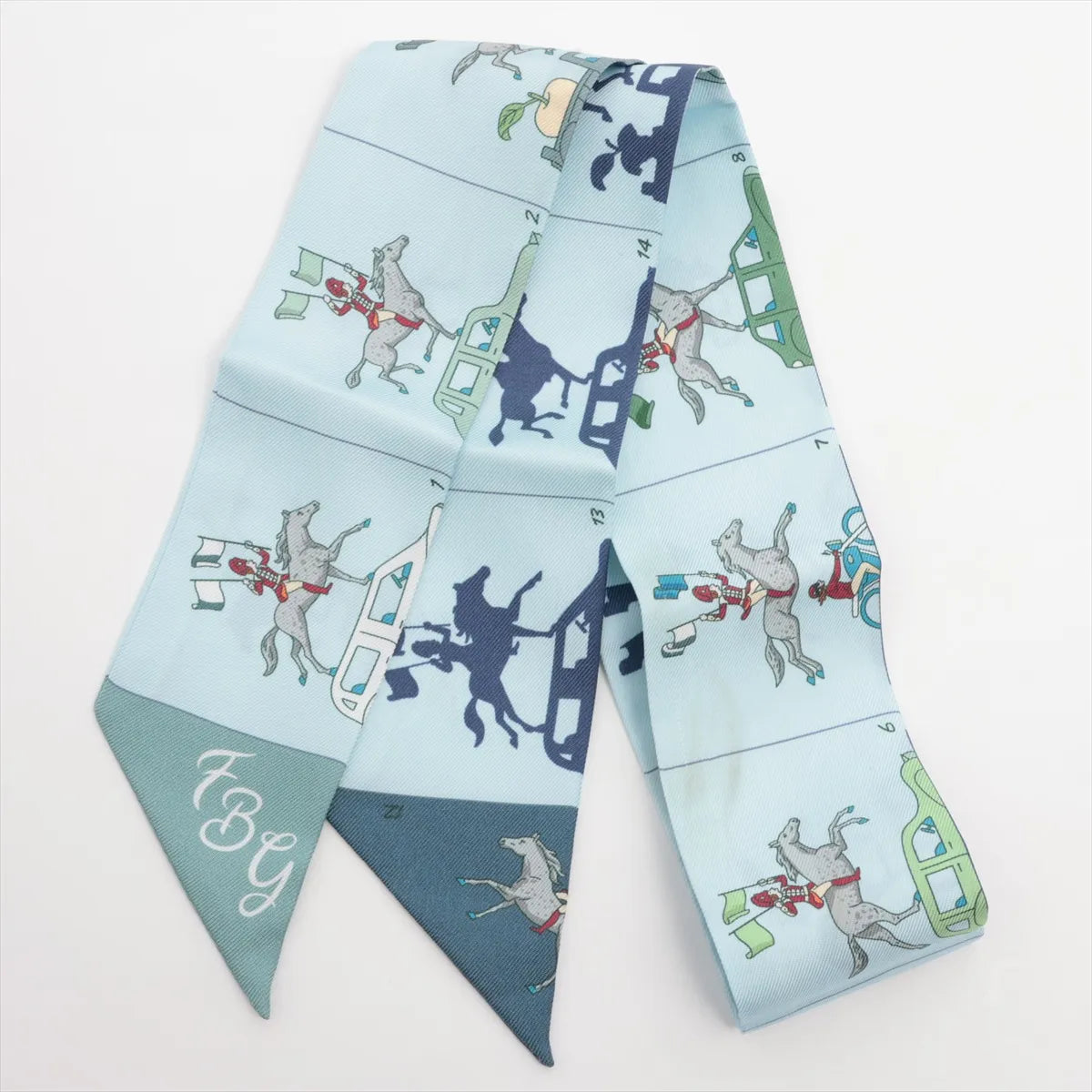 Hermes Twilly Parade Scarf Light Blue