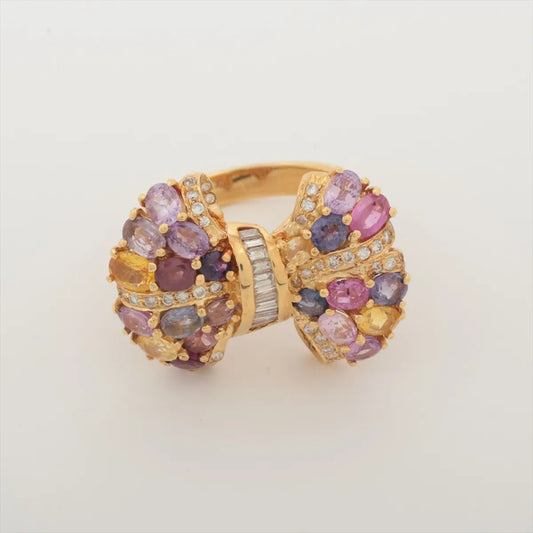 Ribbon Multicolor Diamond Ring Yellow Gold