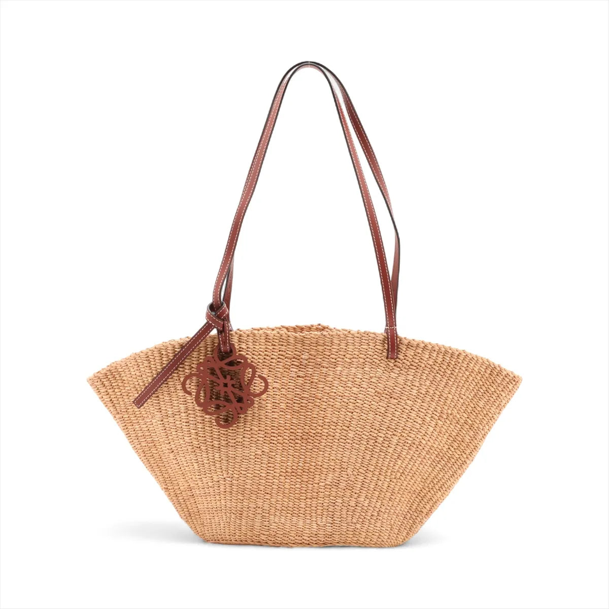 Loewe Small Basket Elephant Straw Bag Beige x Brown