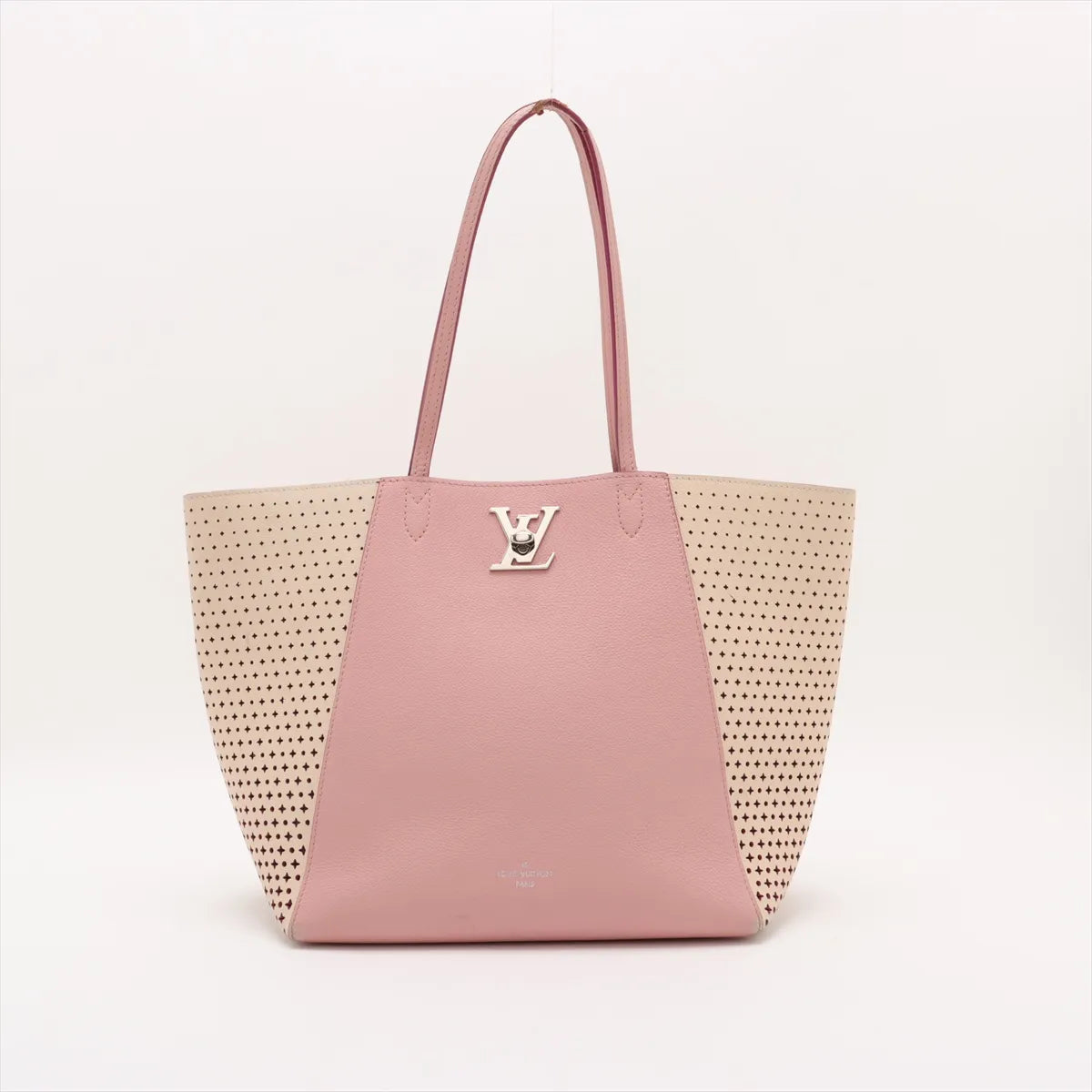 Louis Vuitton Perforated Lockme Cabas Tote Bag Pink x Cream