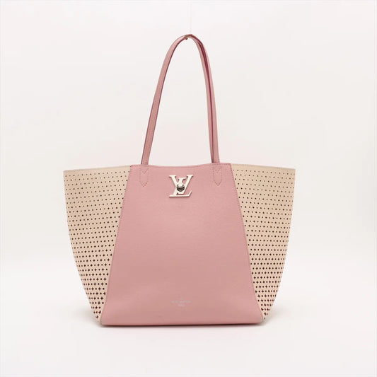 Louis Vuitton Perforated Lockme Cabas Tote Bag Pink x Cream