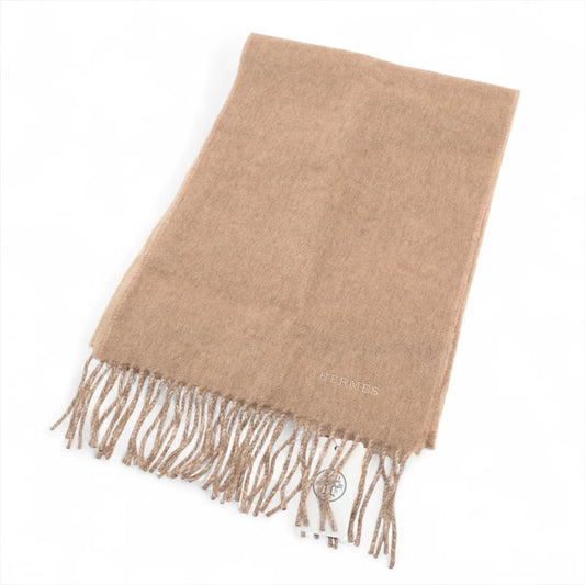Hermès Logo Cashmere Scarf Beige