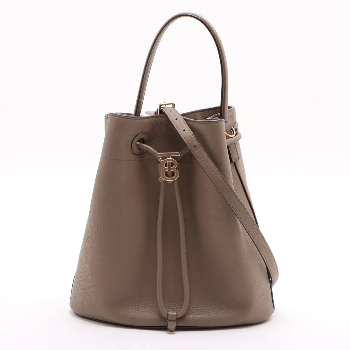 Burberry Small Drawstring Bucket Leather Two-Way Shoulder Bag Brown