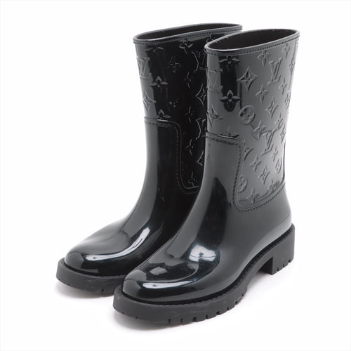 Best Louis Vuitton Black Monogram Drop Line Rubber Rain Boots