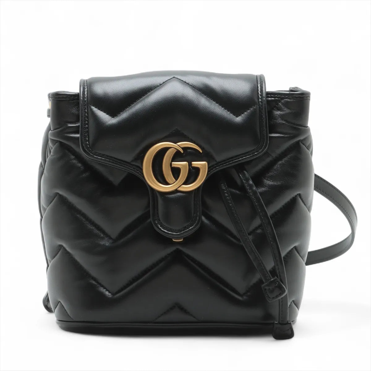 Gucci GG Marmont Chevron Leather Two-Way Backpack Black