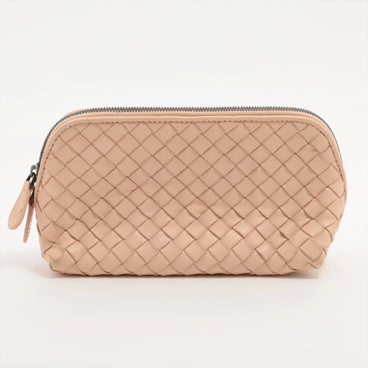 Bottega Veneta Intrecciato Leather Pouch Pink Beige