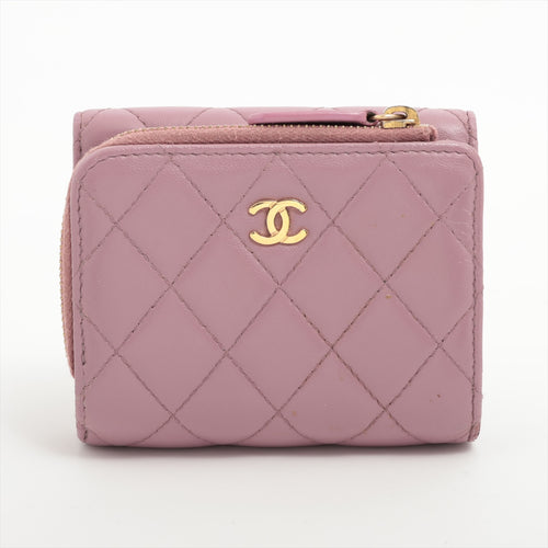 Chanel Matelasse Lambskin Trifold Wallet Purple