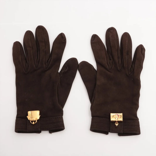 Hermes Leather Gloves Brown