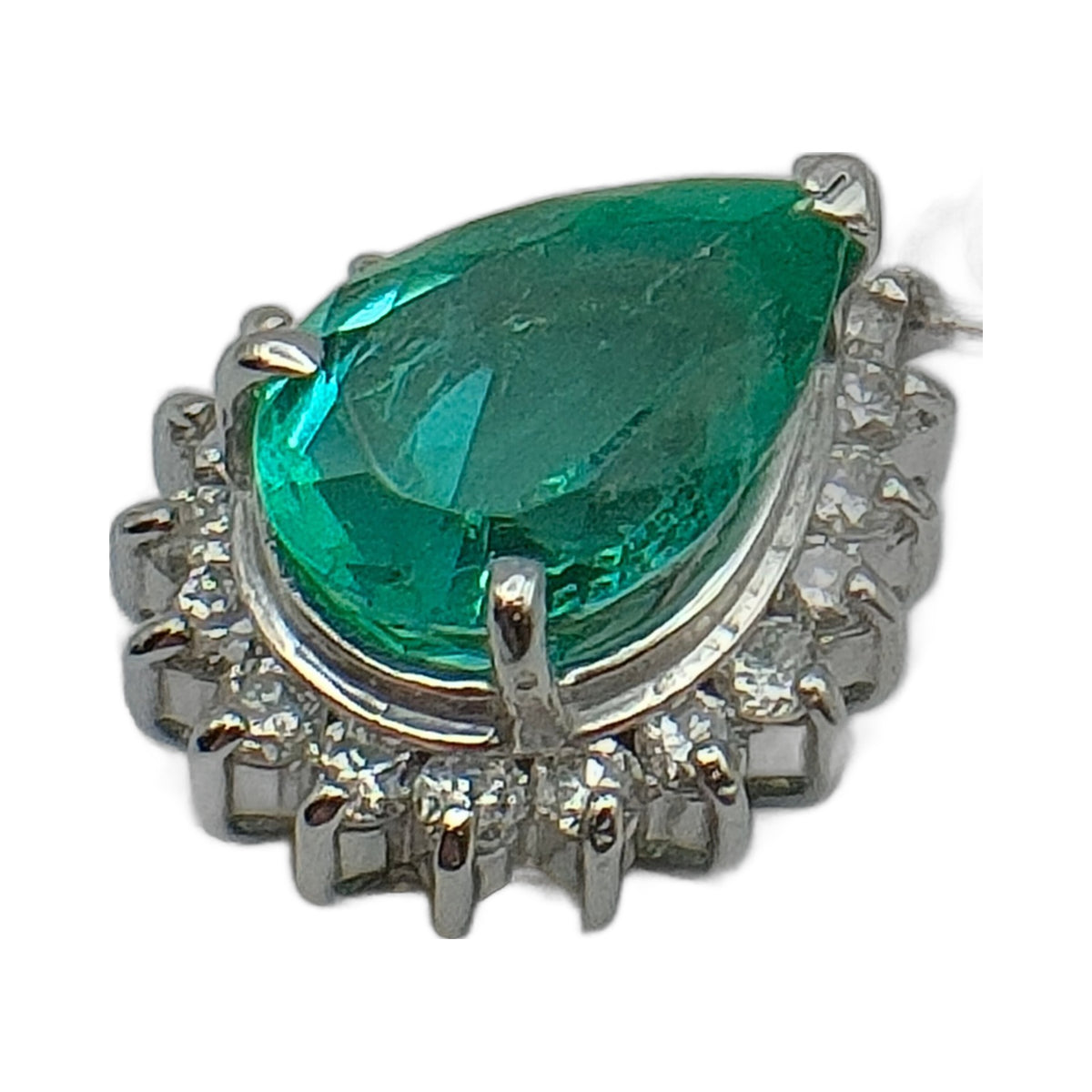 Pt900 Platinum 0.72 ct Emerald & Diamond Pendant — detail 5