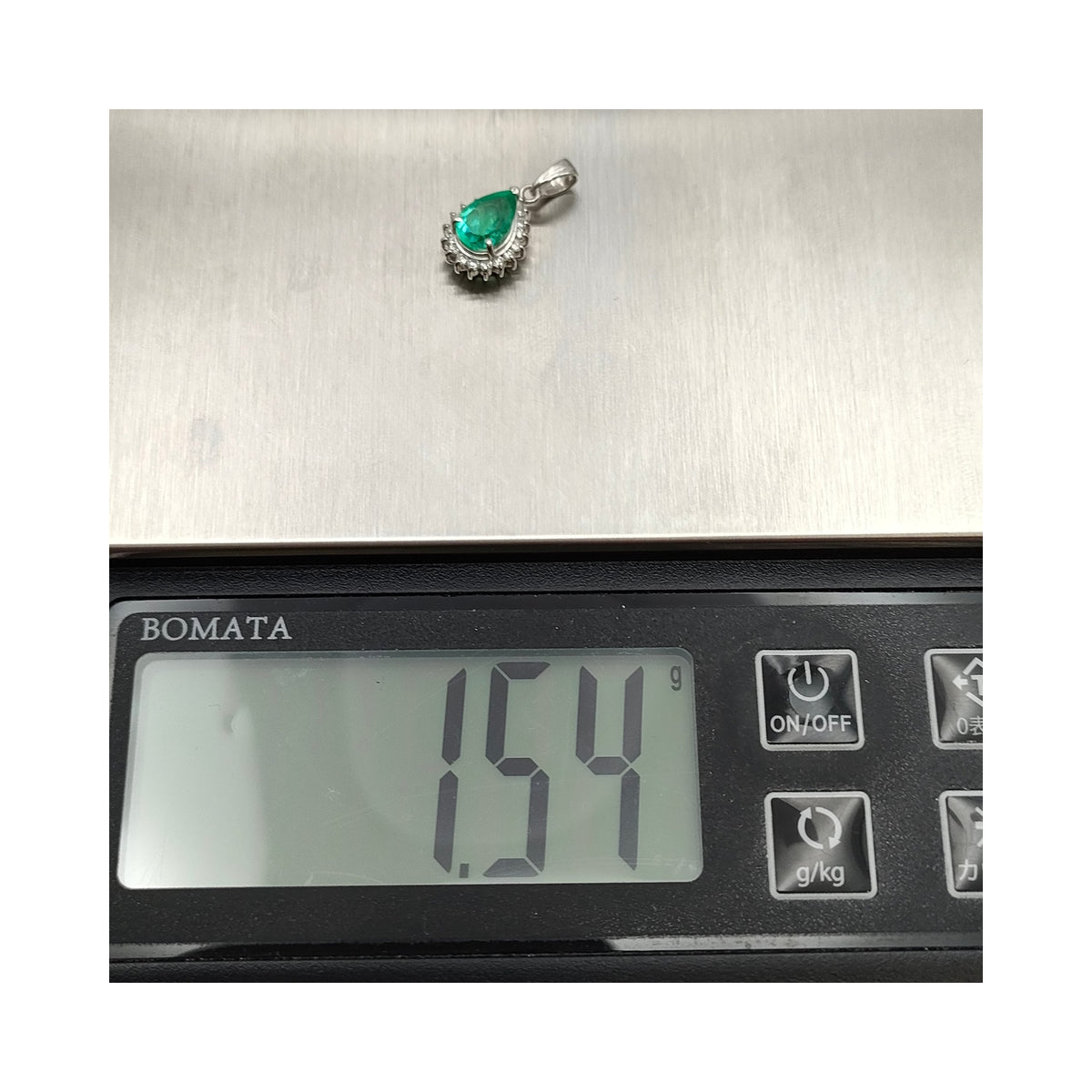 Pt900 Platinum 0.72 ct Emerald & Diamond Pendant — detail 8