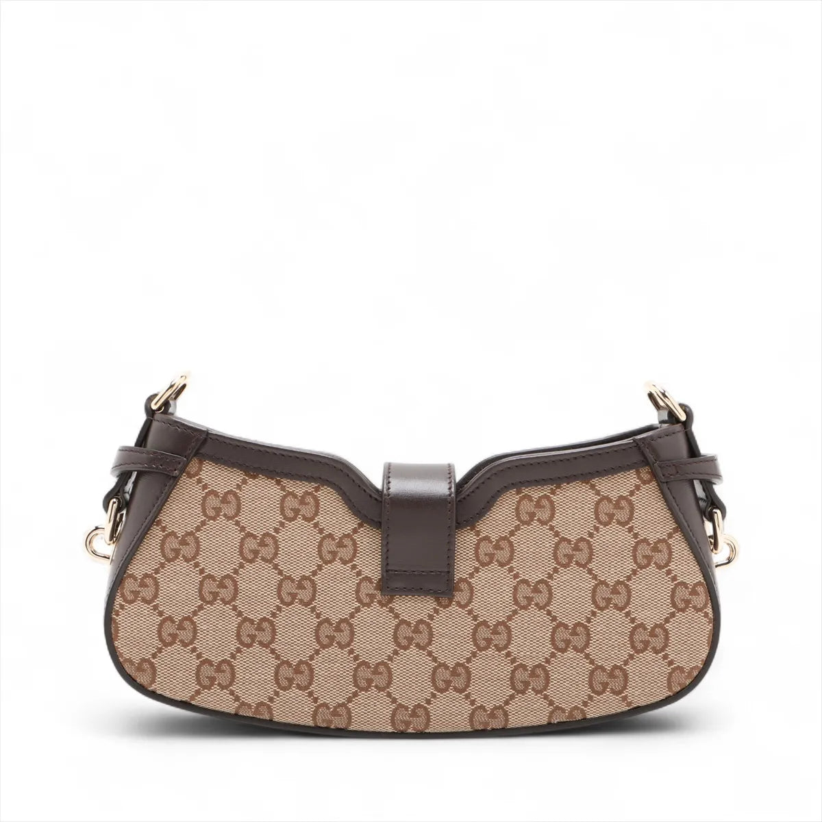 Gucci GG Supreme Moonside Canvas Leather Shoulder Bag Beige×Brown