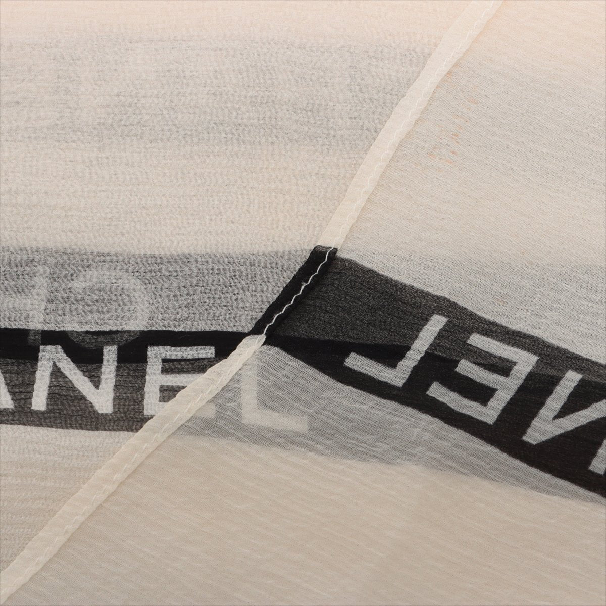 Chanel Logo Stripe Black & White  Scarf