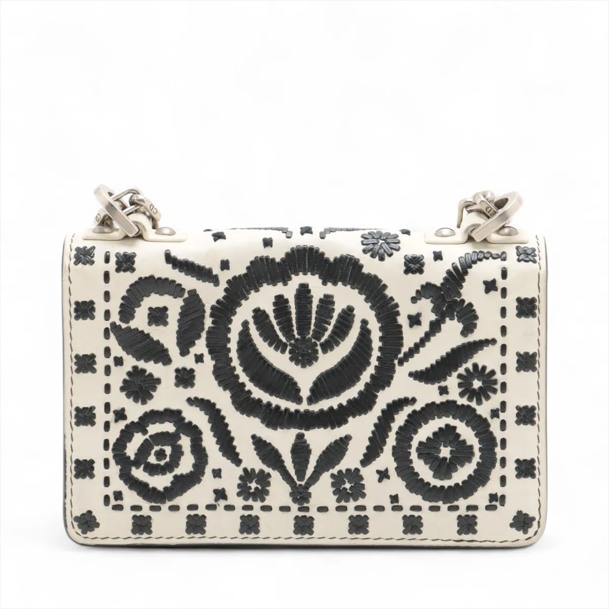 #1 Christian Dior J'Adior Embroidered Leather Chain Shoulder Bag White