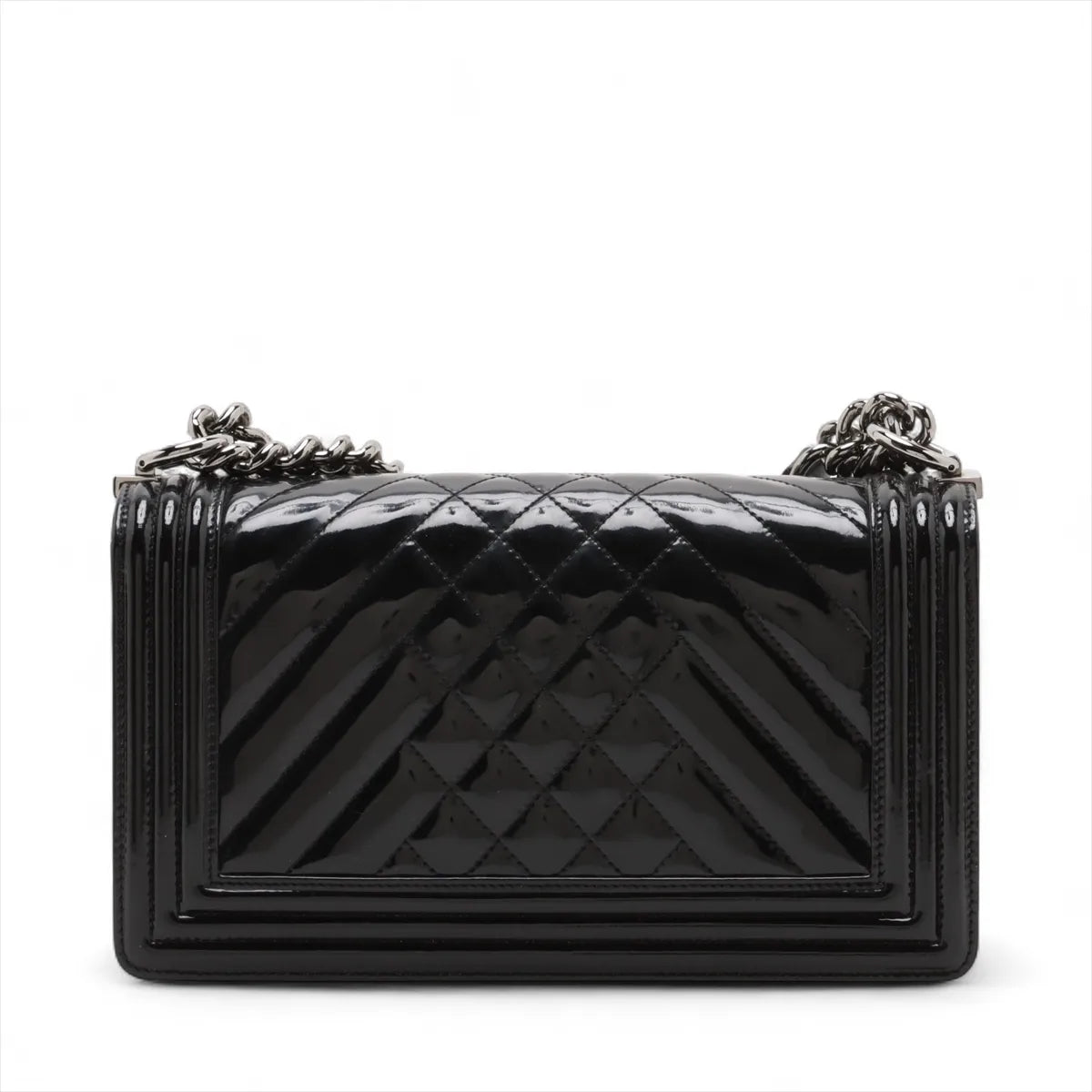 Chanel Boy Chanel 25 Patent Leather Chain Shoulder Bag Black