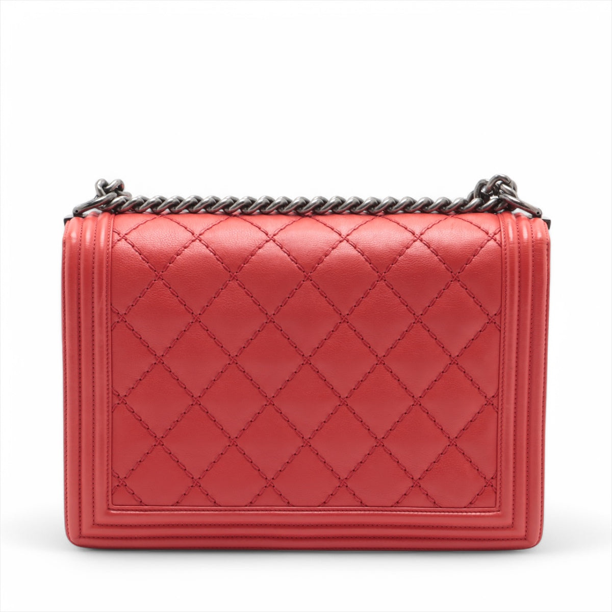 Chanel Boy Large Matelasse Lambskin Chain Shoulder Bag Red * PREORDER *