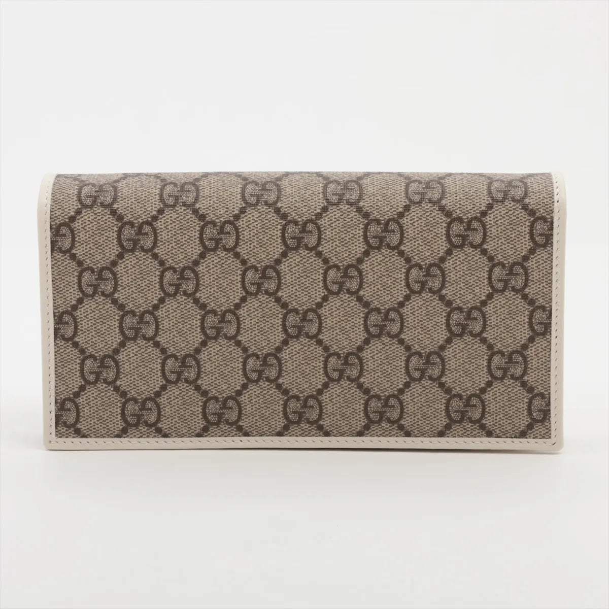 Gucci GG Supreme Horsebit Chain Wallet Beige x White